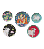 Amaya Decors Cow Metal & Meena Wall Plates Set of 5