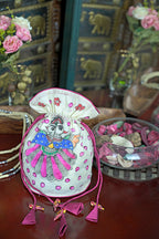 Hand-Painted Silk Potli Bag with Piping Accents