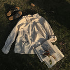 Handpainted  shirt , with Kantha embroidery