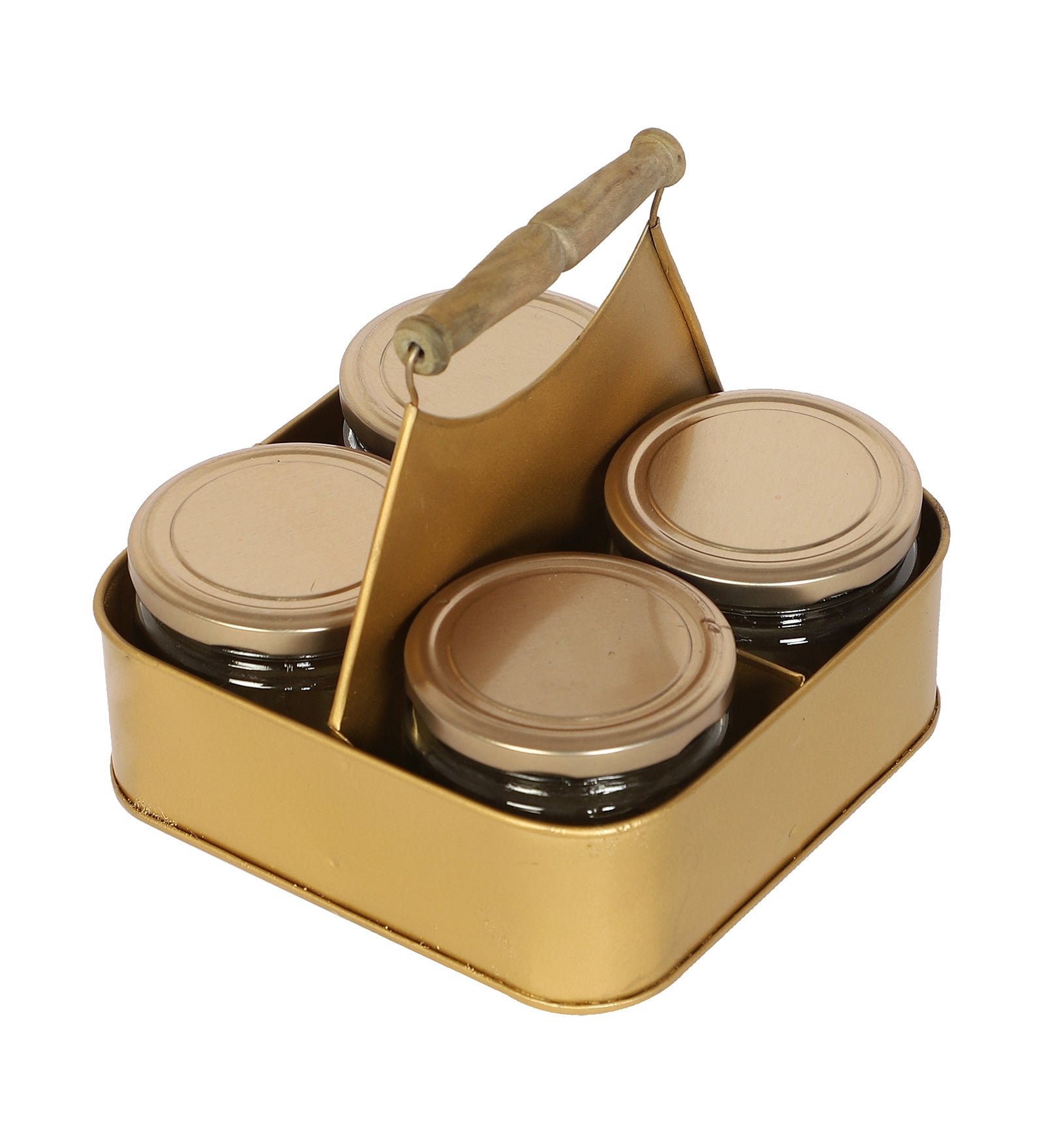 Amaya Decors Metal Basket with 4 Glass Jars