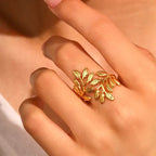Open Leaf Adjustable Ring