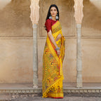 Madhubani Hand-Painted Pure Linen Saree