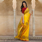 Madhubani Hand-Painted Pure Linen Saree