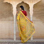 Madhubani Hand-Painted Pure Linen Saree