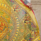 Madhubani Hand-Painted Pure Linen Saree