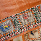 Madhubani Hand-Painted Shiv Parvati Tussar Silk Saree