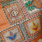 Madhubani Hand-Painted Shiv Parvati Tussar Silk Saree