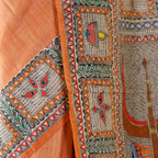 Madhubani Hand-Painted Shiv Parvati Tussar Silk Saree