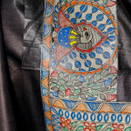 Madhubani Hand-Painted Radha Krishna Tussar Silk Saree