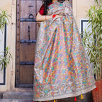 Madhubani Hand-Painted Matasya Tussar Silk Saree