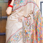 Madhubani Hand-Painted Matasya Tussar Silk Saree