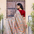 Madhubani Hand-Painted Matasya Tussar Silk Saree