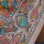 Madhubani Hand-Painted Matasya Tussar Silk Saree