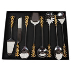 Amaya Decors Gold Stem & Silver Steel Serving Set of 8 | Gold | Aluminium & Steel