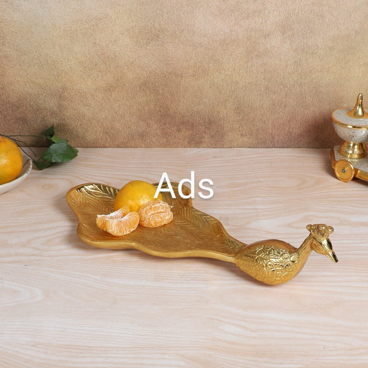 Amaya Decors Peacock Aluminium Gold Big Gifting Platter