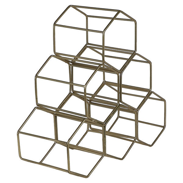 Amaya Decors Triangle Gold Wine Rack for, 6 Bottles