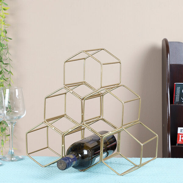 Amaya Decors Triangle Gold Wine Rack for, 6 Bottles
