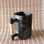 Longpi Black Pottery Beer Mug Large Square