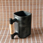 Longpi Black Pottery Beer Mug Large Square