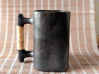 Longpi Black Pottery Beer Mug Large Square