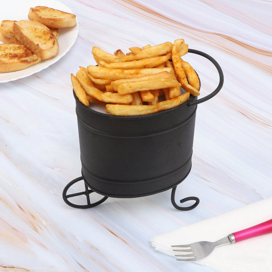 Amaya Decors Black Round Snacks Platter | Black | Iron with Powder Coating