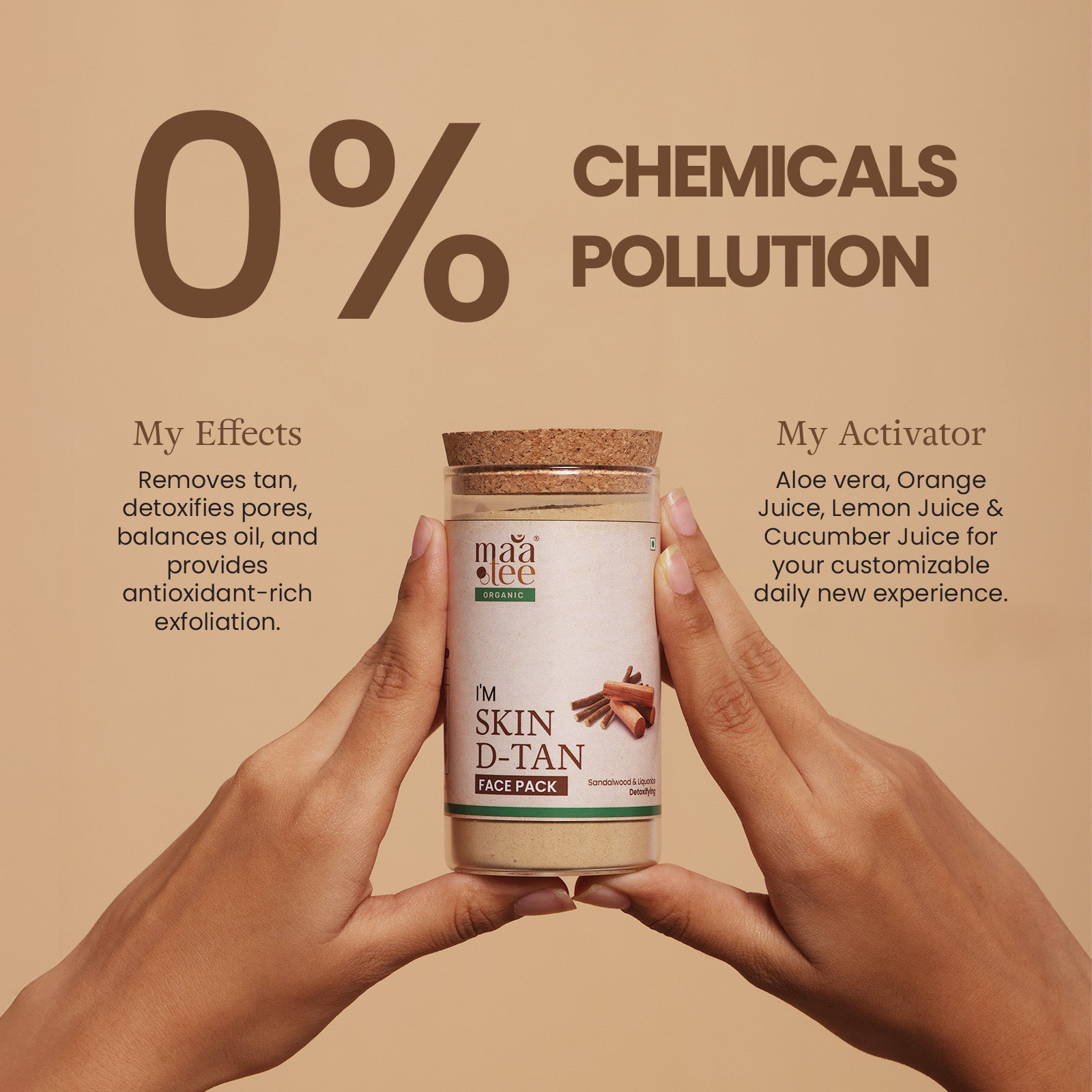 I'm Maatee Organic Skin D-Tan Powder Face Pack
Detoxifying with Sandalwood + Licorice