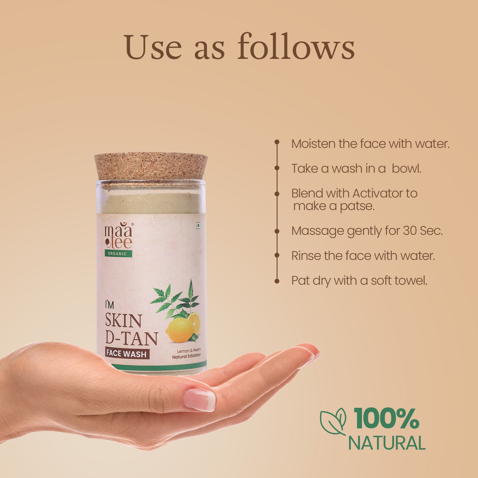 I'm Maatee Organic Skin D-Tan Face Wash Powder
Natural Exfoliating & Brightening Cleanser with Lemon + Neem