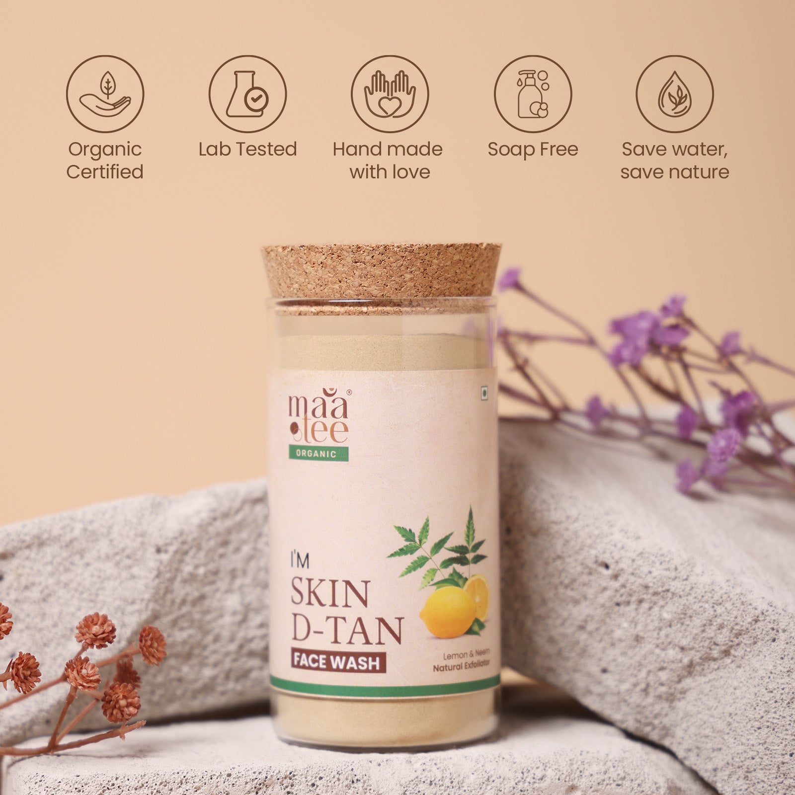 I'm Maatee Organic Skin D-Tan Face Wash Powder
Natural Exfoliating & Brightening Cleanser with Lemon + Neem