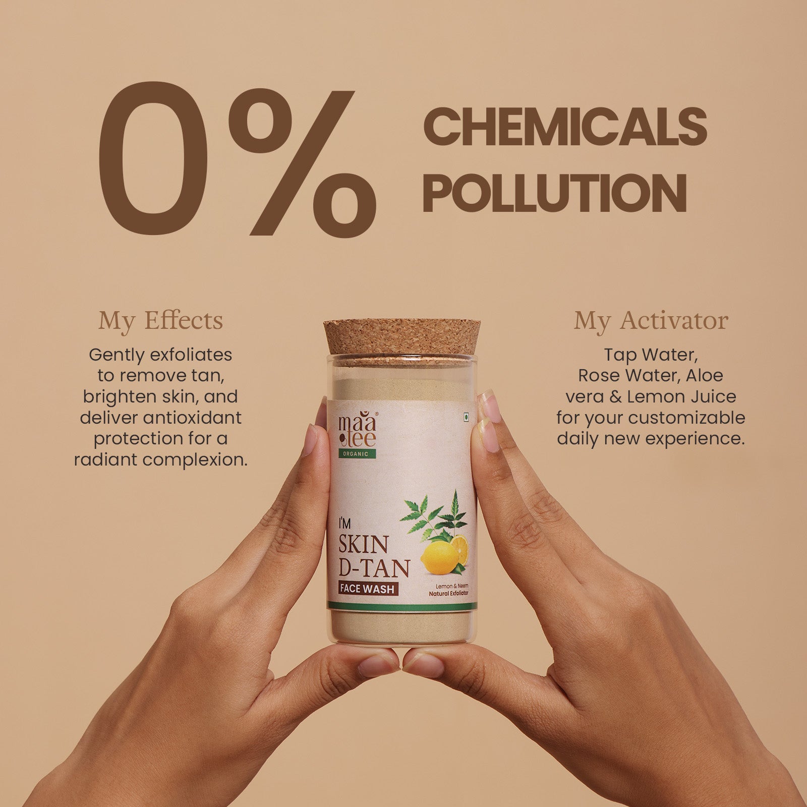 I'm Maatee Organic Skin D-Tan Face Wash Powder
Natural Exfoliating & Brightening Cleanser with Lemon + Neem