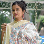 Madhubani Hand-Painted Linen Saree