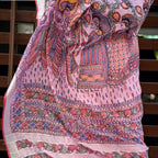 Madhubani Hand-Painted Pink Linen Saree