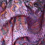 Madhubani Hand-Painted Pink Linen Saree