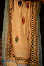 Madhubani Hand-Painted Durga Face Cotton Dupatta
