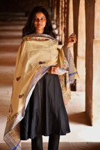 Madhubani Hand-Painted Radha Krishna Cotton Dupatta