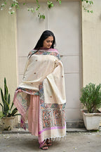 Madhubani Hand-Painted Cotton Dupatta