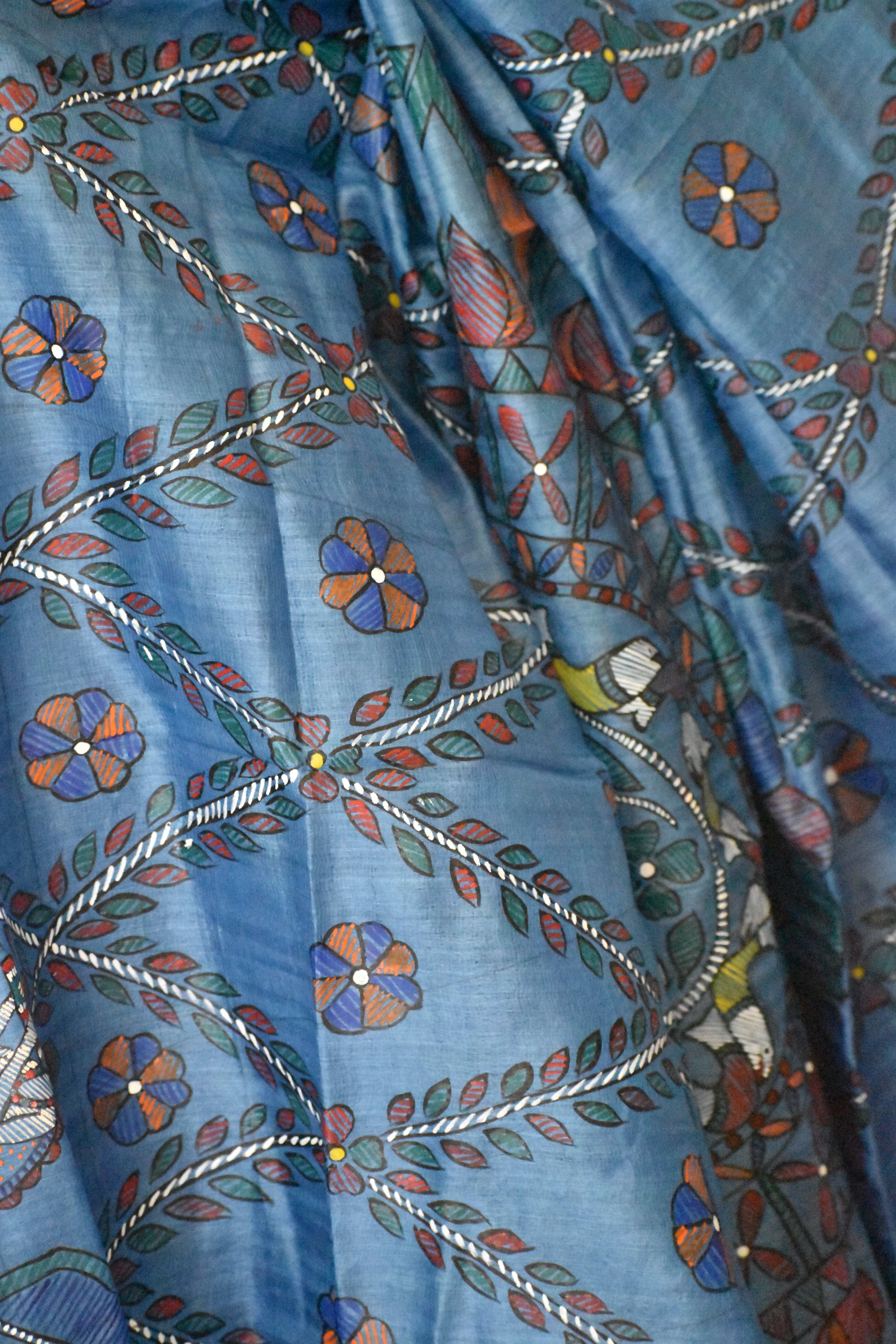 Madhubani Hand-Painted Tussar Silk Dupatta