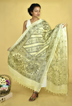 Madhubani All Over Hand-painted  Linen Dupatta