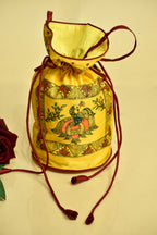 Symphony of Grace Silk Handpainted Madhubani Potli