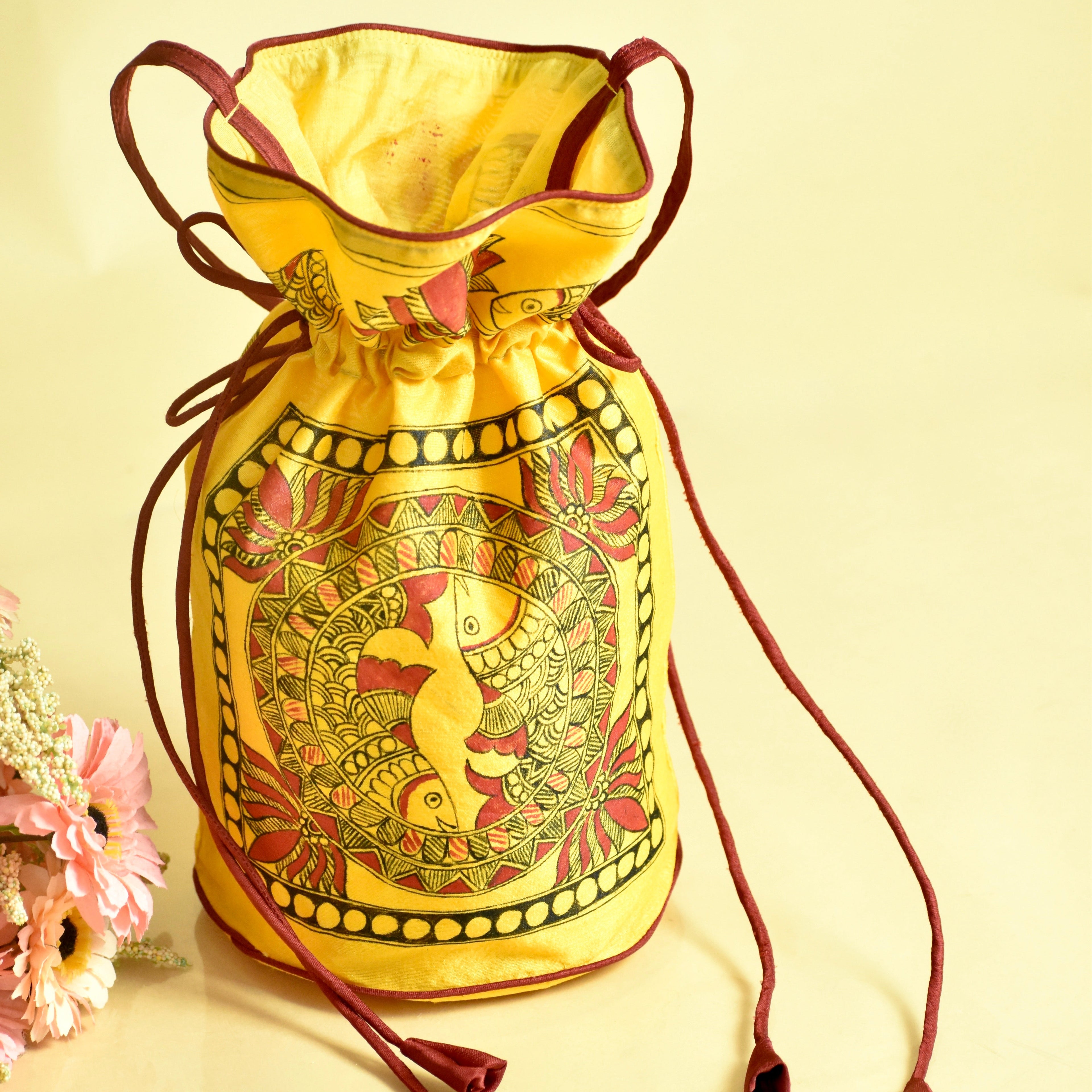 Kamal Sarita Silk Handpainted Madhubani Potli
