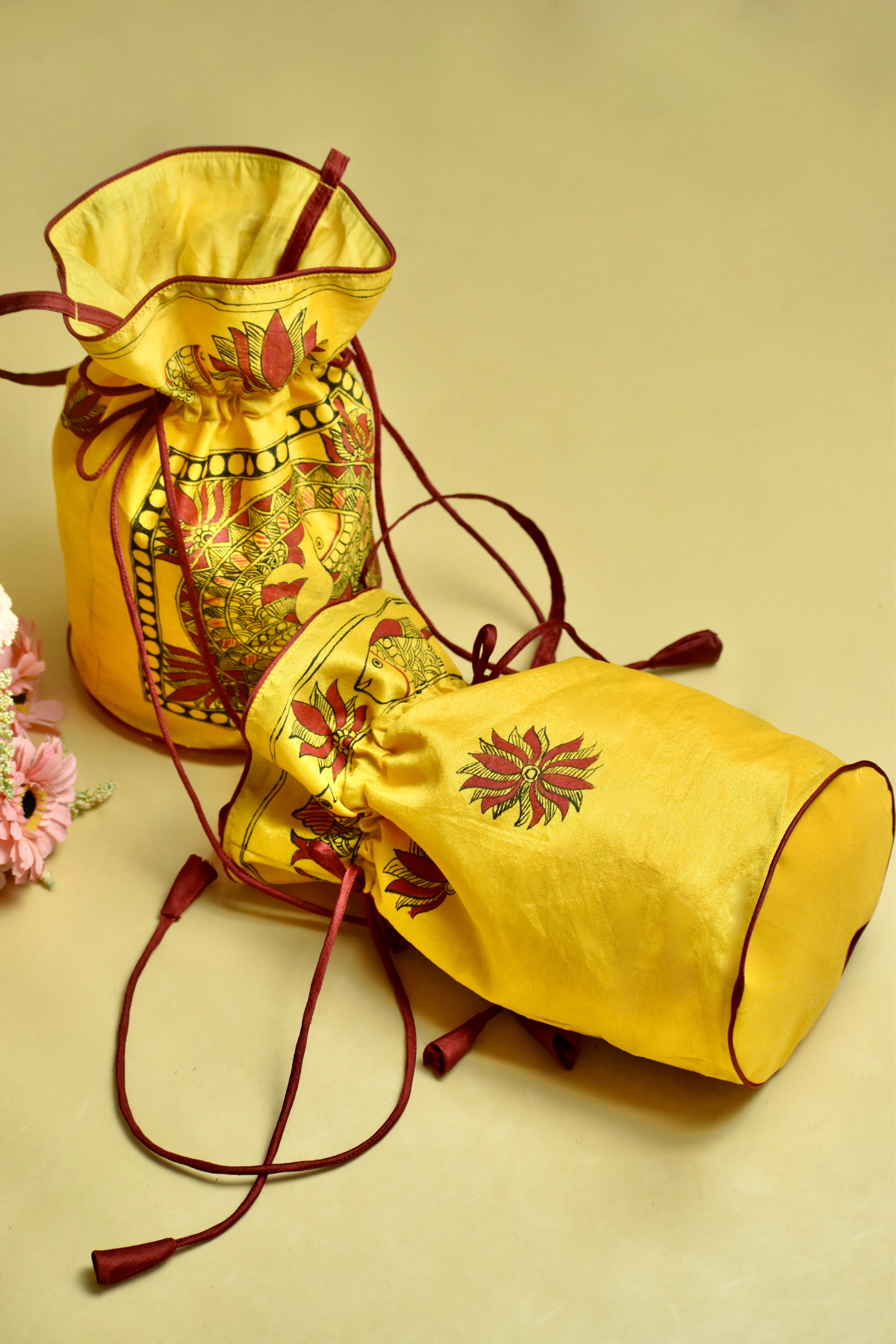 Kamal Sarita Silk Handpainted Madhubani Potli