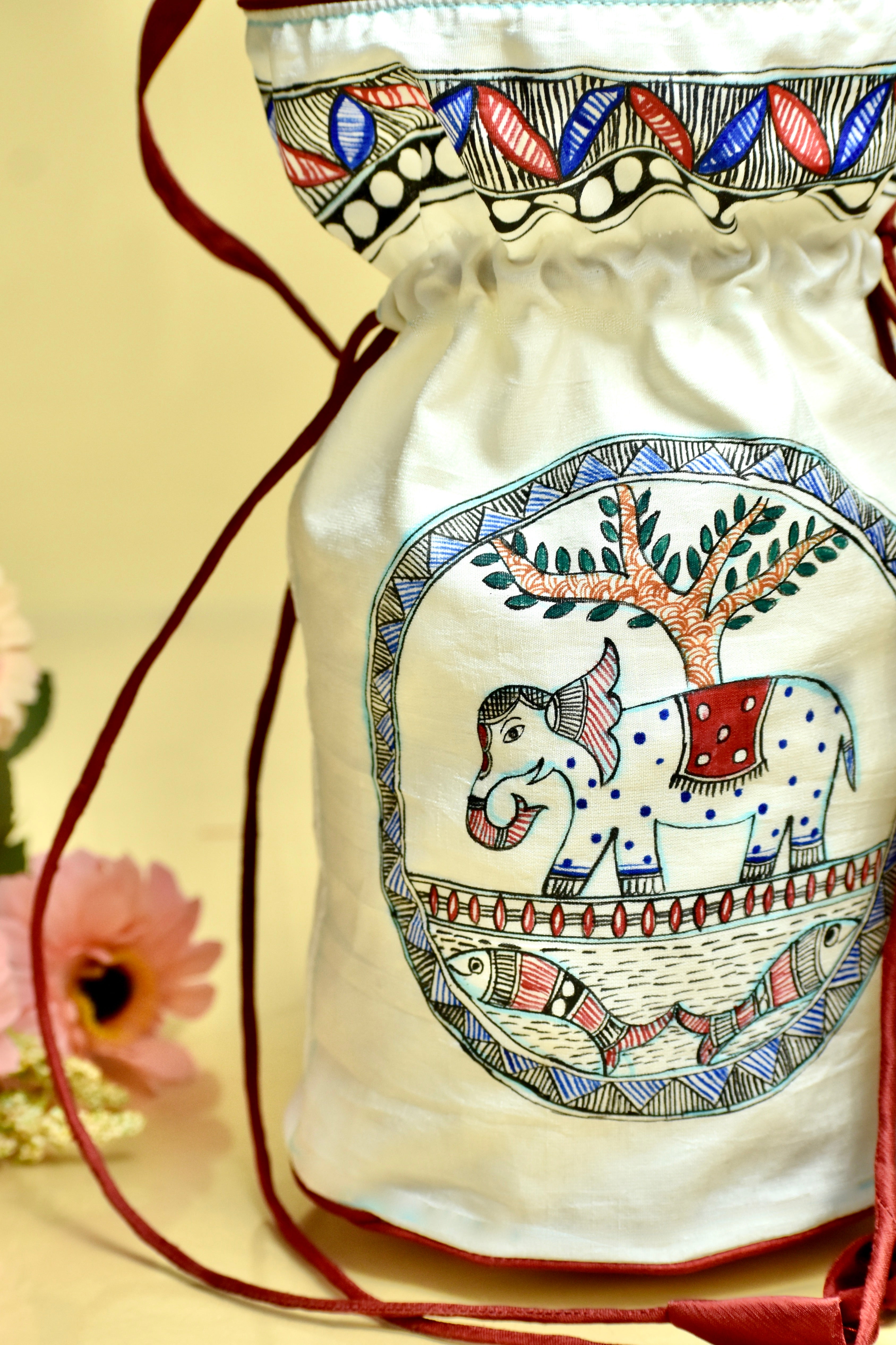 Rang Utsav Silk Handpainted Madhubani Potli