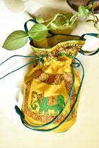 Lok Kala  Silk Handpainted Madhubani Potli
