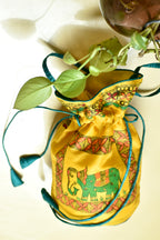 Lok Kala  Silk Handpainted Madhubani Potli