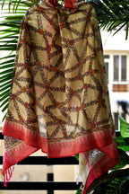 Madhubani Hand-Painted Cotton Dupatta