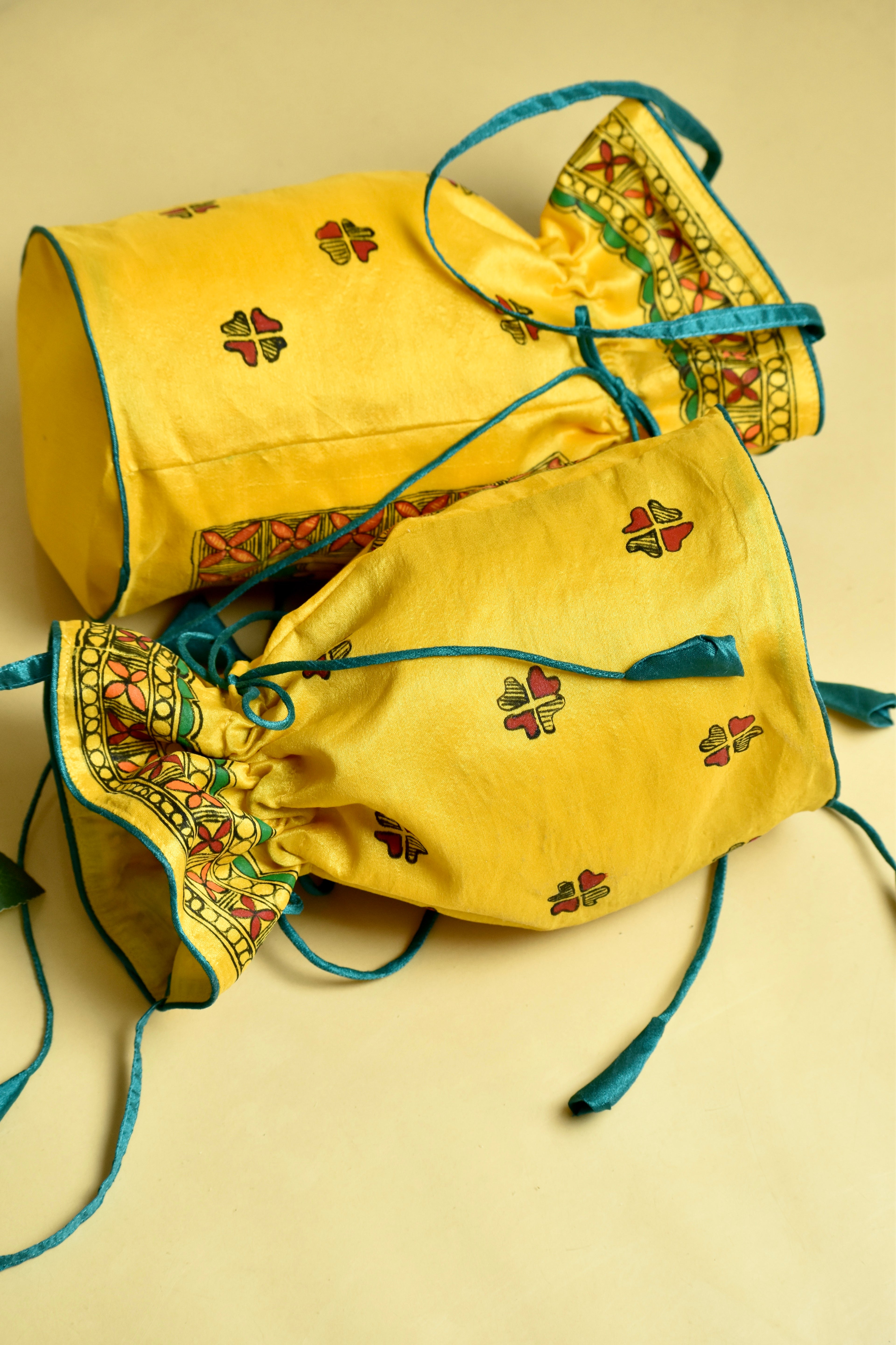 Lok Kala  Silk Handpainted Madhubani Potli