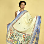 Krishna Vallabha Madhubani Hand-painted Cotton Dupatta
