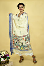 Krishna Vallabha Madhubani Hand-painted Cotton Dupatta