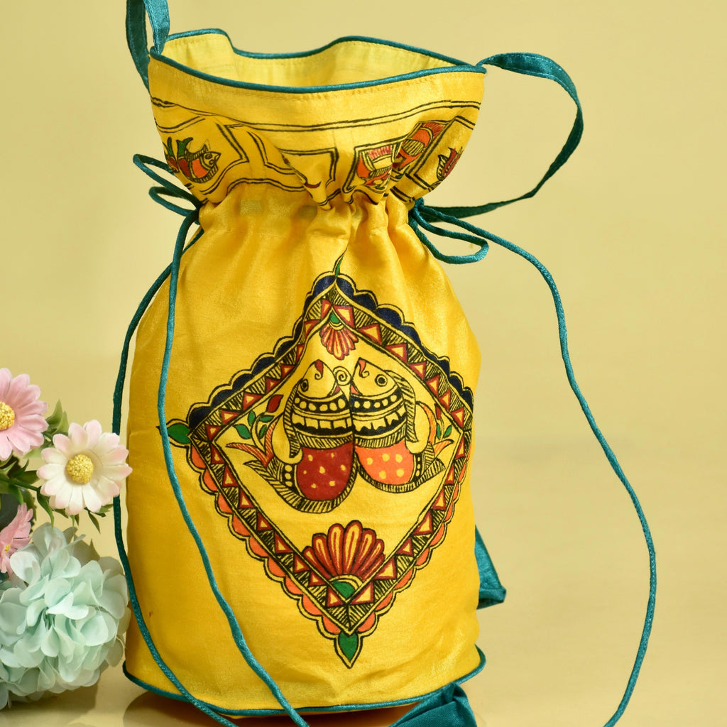 Silk Handpainted Madhubani Potli