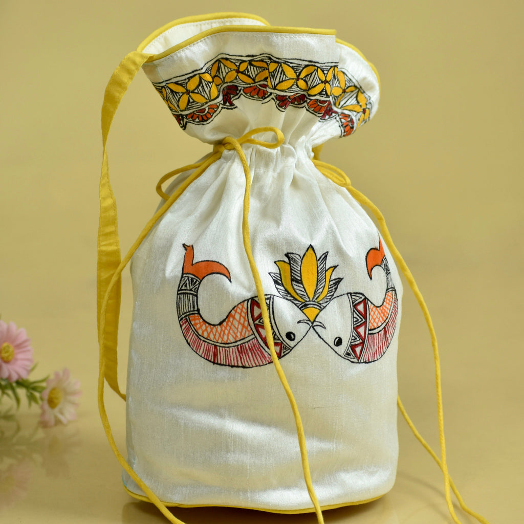 Divine Silk Handpainted Madhubani Potli