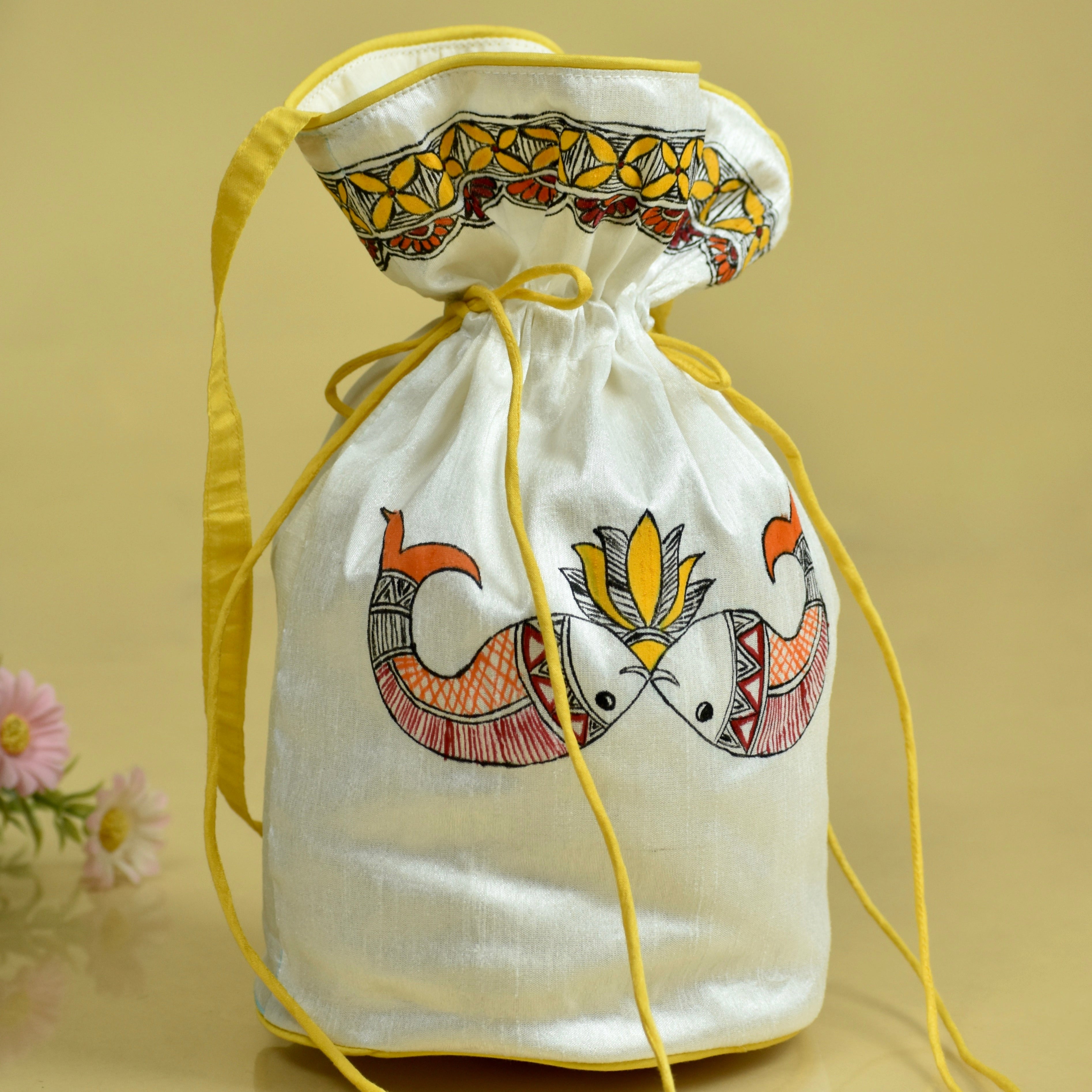 Divine Silk Handpainted Madhubani Potli